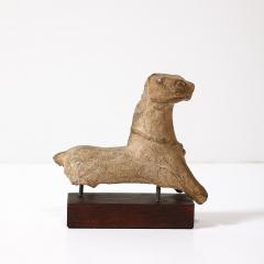 Ancient Egyptian Ceramic Sculpture of a Boetian Horse on Wood Plinth Base - 3752401