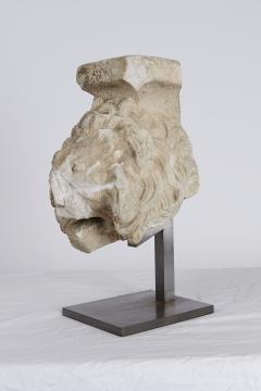 Ancient Roman Marble Lion Head Terminal Sculpture - 2128359