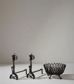 Andirons and Wood Holder in Wrought Iron - 1894690