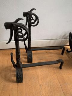 Andirons and Wood Holder in Wrought Iron - 1894691