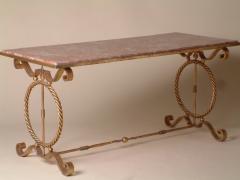 Andr Arbus 1940s Andre Arbus Style Gilt Forged Iron Coffee Table with Original Marble Top - 1578335