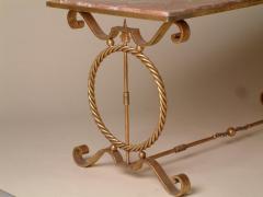 Andr Arbus 1940s Andre Arbus Style Gilt Forged Iron Coffee Table with Original Marble Top - 1578383