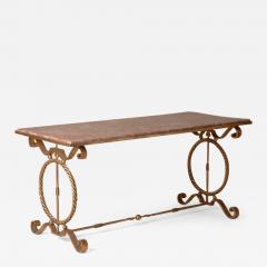 Andr Arbus 1940s Andre Arbus Style Gilt Forged Iron Coffee Table with Original Marble Top - 1580185