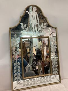 Andr Arbus 1940s carved glass neo classic wall mirror in the style of Andr Arbus - 3323765