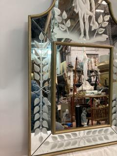 Andr Arbus 1940s carved glass neo classic wall mirror in the style of Andr Arbus - 3323769