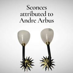 Andr Arbus 1940s pair of bronze sconces attributed to Andr Arbus and Veronese - 4433543