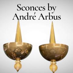 Andr Arbus 1960s Brass and Murano glass sconces by Andr Arbus - 4533145
