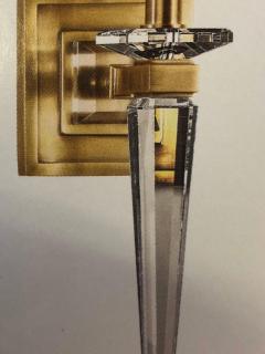 Andr Arbus 2 Pairs Modern Neoclassical Brass and Crystal Wall Sconces Andre Arbus style - 1696259