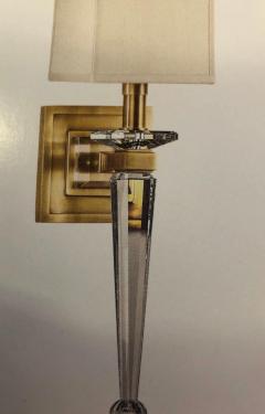 Andr Arbus 2 Pairs Modern Neoclassical Brass and Crystal Wall Sconces Andre Arbus style - 1696260