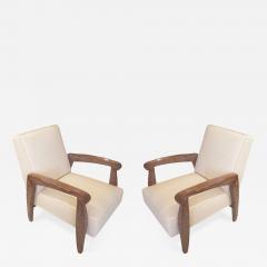 Andr Arbus A Custom Pair of Cerused Oak Lounge Chairs in the Manner Of Andre Arbus - 516926