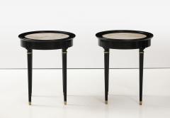 Andr Arbus A great Pair of Black Lacquer Marble Top Circular Side Tables - 3547887
