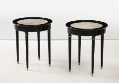 Andr Arbus A great Pair of Black Lacquer Marble Top Circular Side Tables - 3547888