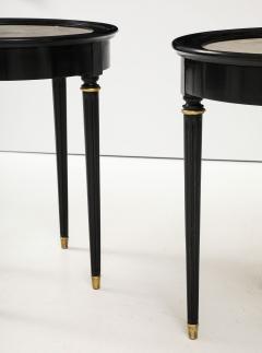 Andr Arbus A great Pair of Black Lacquer Marble Top Circular Side Tables - 3547889