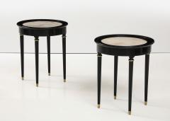 Andr Arbus A great Pair of Black Lacquer Marble Top Circular Side Tables - 3547911
