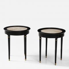 Andr Arbus A great Pair of Black Lacquer Marble Top Circular Side Tables - 3551648