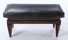 Andr Arbus A leather covered mahogany bench with alligator design manner of Andre Arbus  - 3445918
