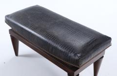 Andr Arbus A leather covered mahogany bench with alligator design manner of Andre Arbus  - 3445919