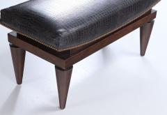 Andr Arbus A leather covered mahogany bench with alligator design manner of Andre Arbus  - 3445920