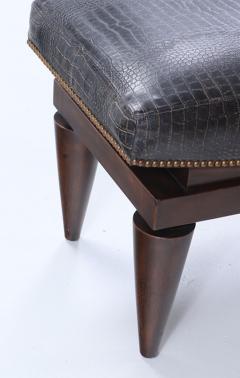 Andr Arbus A leather covered mahogany bench with alligator design manner of Andre Arbus  - 3445921