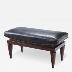 Andr Arbus A leather covered mahogany bench with alligator design manner of Andre Arbus  - 3445939