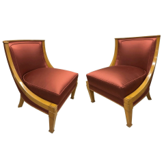 Andr Arbus Andr Arbus Chicest Pair of Slipper Chairs Newly Covered in Satin - 637111