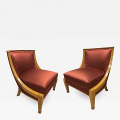 Andr Arbus Andr Arbus Chicest Pair of Slipper Chairs Newly Covered in Satin - 637240