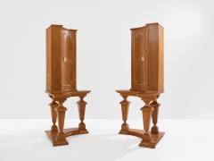 Andr Arbus Andr Arbus attr pair of corner cabinets oak veneer and bronze 1940s - 4346750