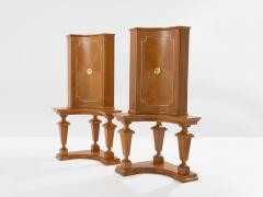 Andr Arbus Andr Arbus attr pair of corner cabinets oak veneer and bronze 1940s - 4346751
