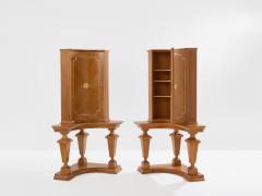 Andr Arbus Andr Arbus attr pair of corner cabinets oak veneer and bronze 1940s - 4346752
