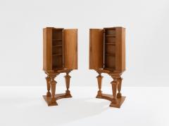 Andr Arbus Andr Arbus attr pair of corner cabinets oak veneer and bronze 1940s - 4346753