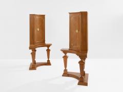 Andr Arbus Andr Arbus attr pair of corner cabinets oak veneer and bronze 1940s - 4346754