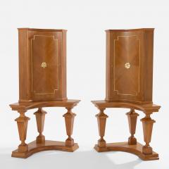 Andr Arbus Andr Arbus attr pair of corner cabinets oak veneer and bronze 1940s - 4351080
