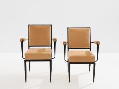 Andr Arbus Andr Arbus attr two metal bronze velvet neoclassical armchairs 1940s - 4599906