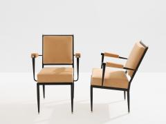 Andr Arbus Andr Arbus attr two metal bronze velvet neoclassical armchairs 1940s - 4599907