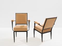 Andr Arbus Andr Arbus attr two metal bronze velvet neoclassical armchairs 1940s - 4599908