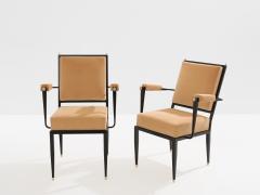 Andr Arbus Andr Arbus attr two metal bronze velvet neoclassical armchairs 1940s - 4607808