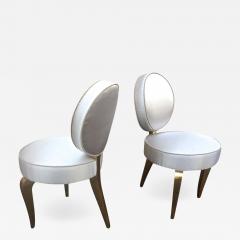 Andr Arbus Andre Arbus Pair of Charming Lady Room Chairs Covered in Silk Satin - 665926