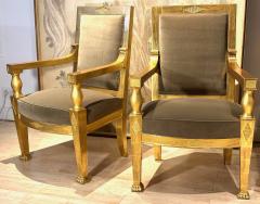 Andr Arbus Andre Arbus attributed pair of refined gold leaf carved pair of arm chairs - 3426112