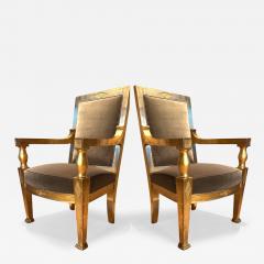 Andr Arbus Andre Arbus attributed pair of refined gold leaf carved pair of arm chairs - 3426417