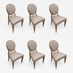 Andr Arbus Andre Arbus exceptionnel rare set of 6 sycamore dinning chairs fully restored - 782566