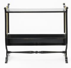 Andr Arbus Andre Arbus pair of harp shaped black lacquered and gold accent side table - 878014