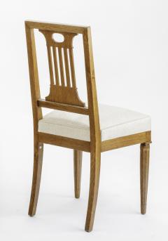 Andr Arbus Andre Arbus style Neo classical pair of oak chairs covered in raw silk canvas - 949305