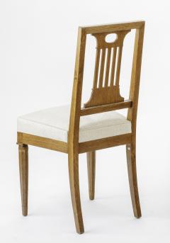 Andr Arbus Andre Arbus style Neo classical pair of oak chairs covered in raw silk canvas - 949306