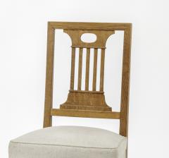 Andr Arbus Andre Arbus style Neo classical pair of oak chairs covered in raw silk canvas - 949308