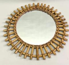 Andr Arbus French Mid Century Modern Neoclassical Bamboo and Rattan Sunburst Mirror Arbus - 3319448