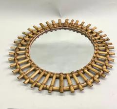 Andr Arbus French Mid Century Modern Neoclassical Bamboo and Rattan Sunburst Mirror Arbus - 3319449