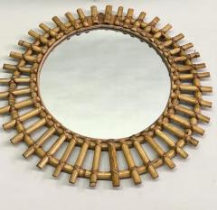 Andr Arbus French Mid Century Modern Neoclassical Bamboo and Rattan Sunburst Mirror Arbus - 3319473