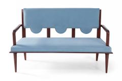 Andr Arbus French Mid Century Style Light Blue Velvet Upholstered Loveseat - 2794436