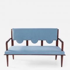 Andr Arbus French Mid Century Style Light Blue Velvet Upholstered Loveseat - 2796938