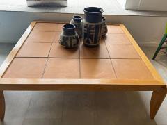 Andr Arbus French Modern Limed Oak and Leather Low Table Circa 1950 Andr Arbus - 4611312
